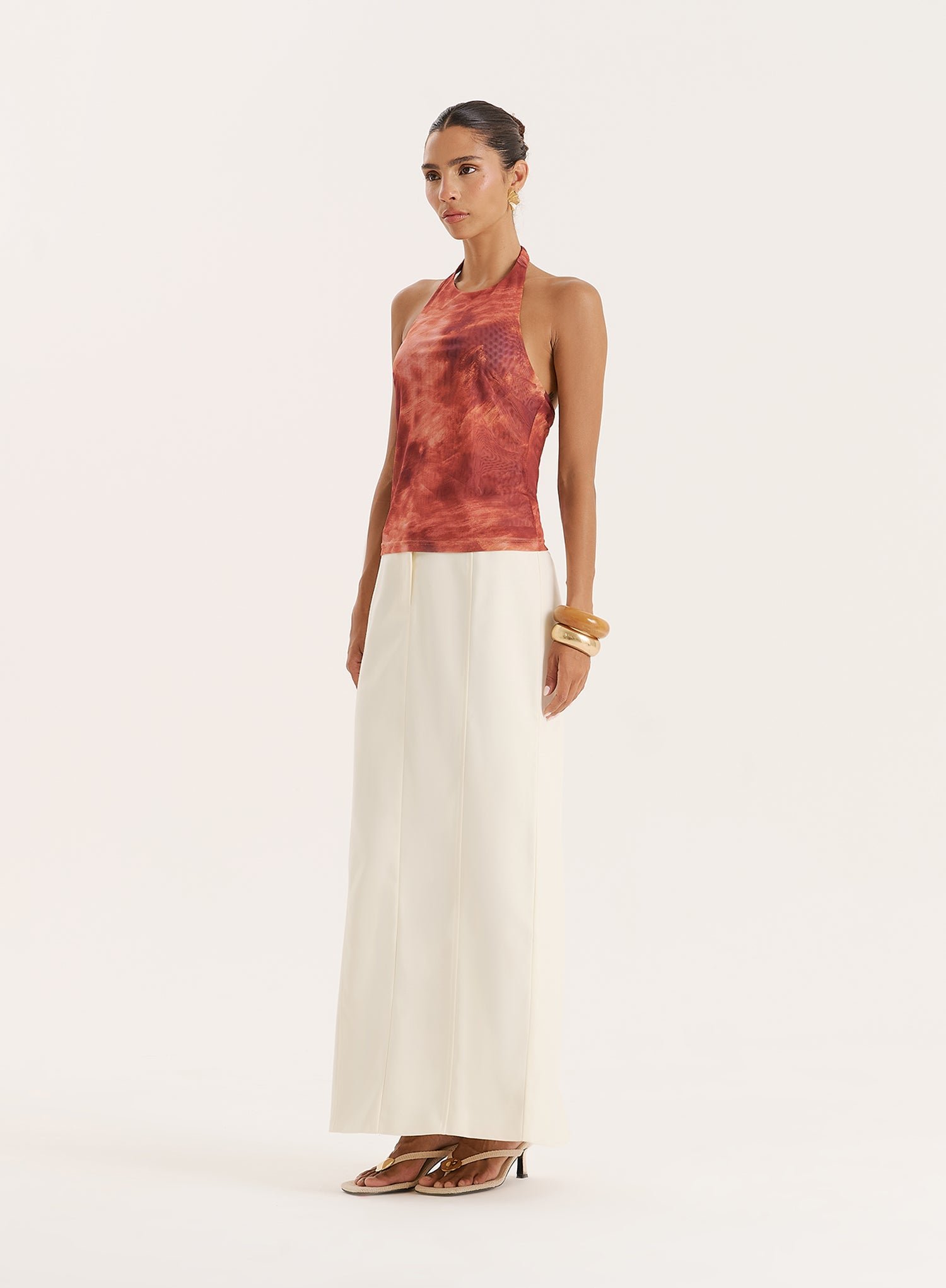 Second image of Rust Print Halterneck Top- Saskia