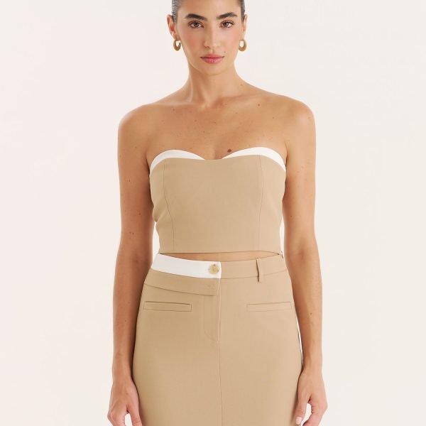 Camel Contrast Bust Detail Corset-Tatiana