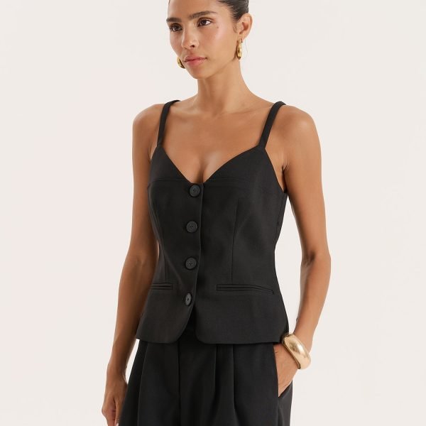 Black Tailored Waistcoat- Banksie