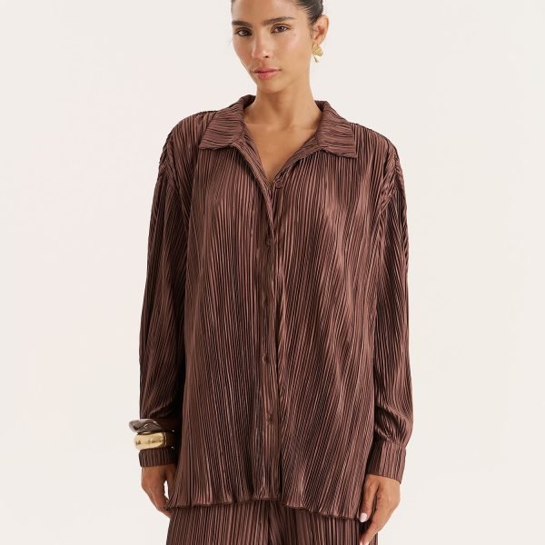 Chocolate Plisse Shirt- Palais