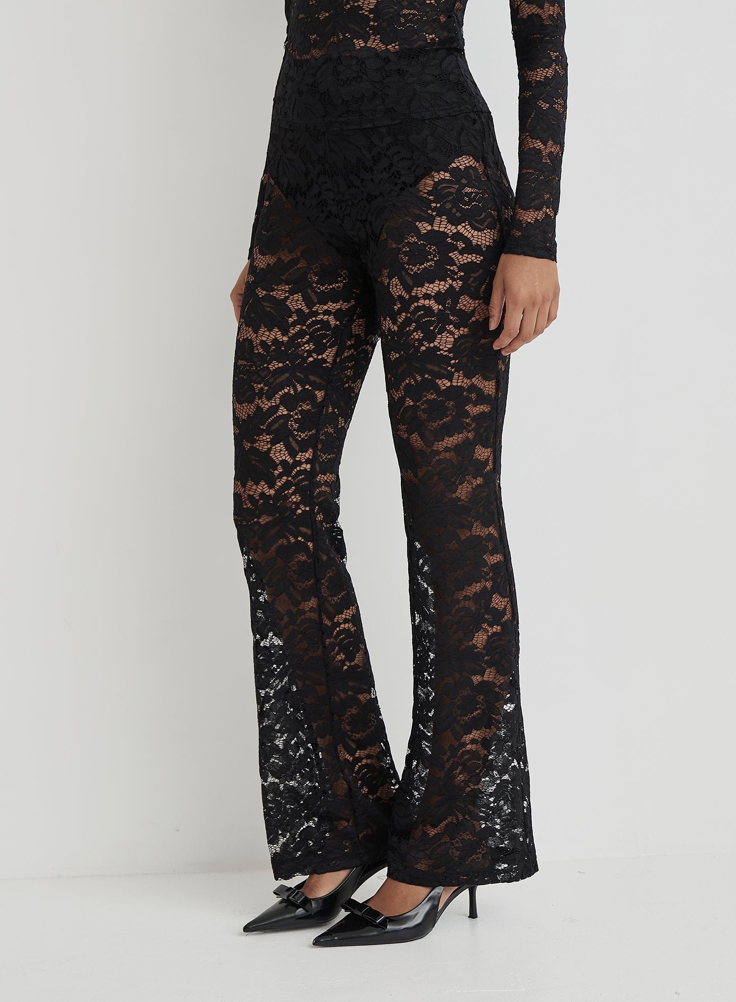Second image of Black Lace High Waisted Trouser- Luella